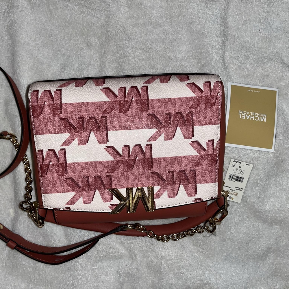 Michael Kors Pink and White Crossbody Bag